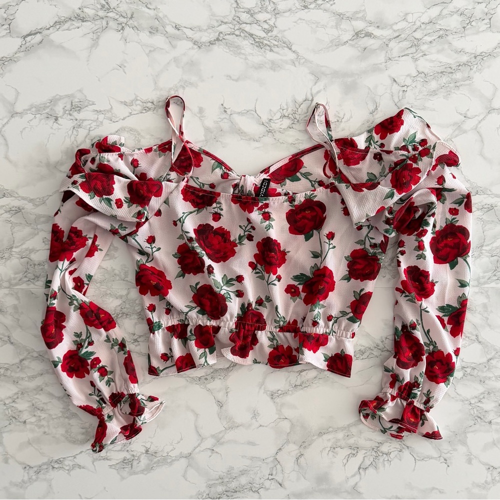 H&M Floral Ruffle Sleeve Top - Picture 2 of 3